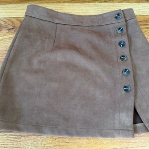 SHEIN Brown Mini Skirt with Button Detail